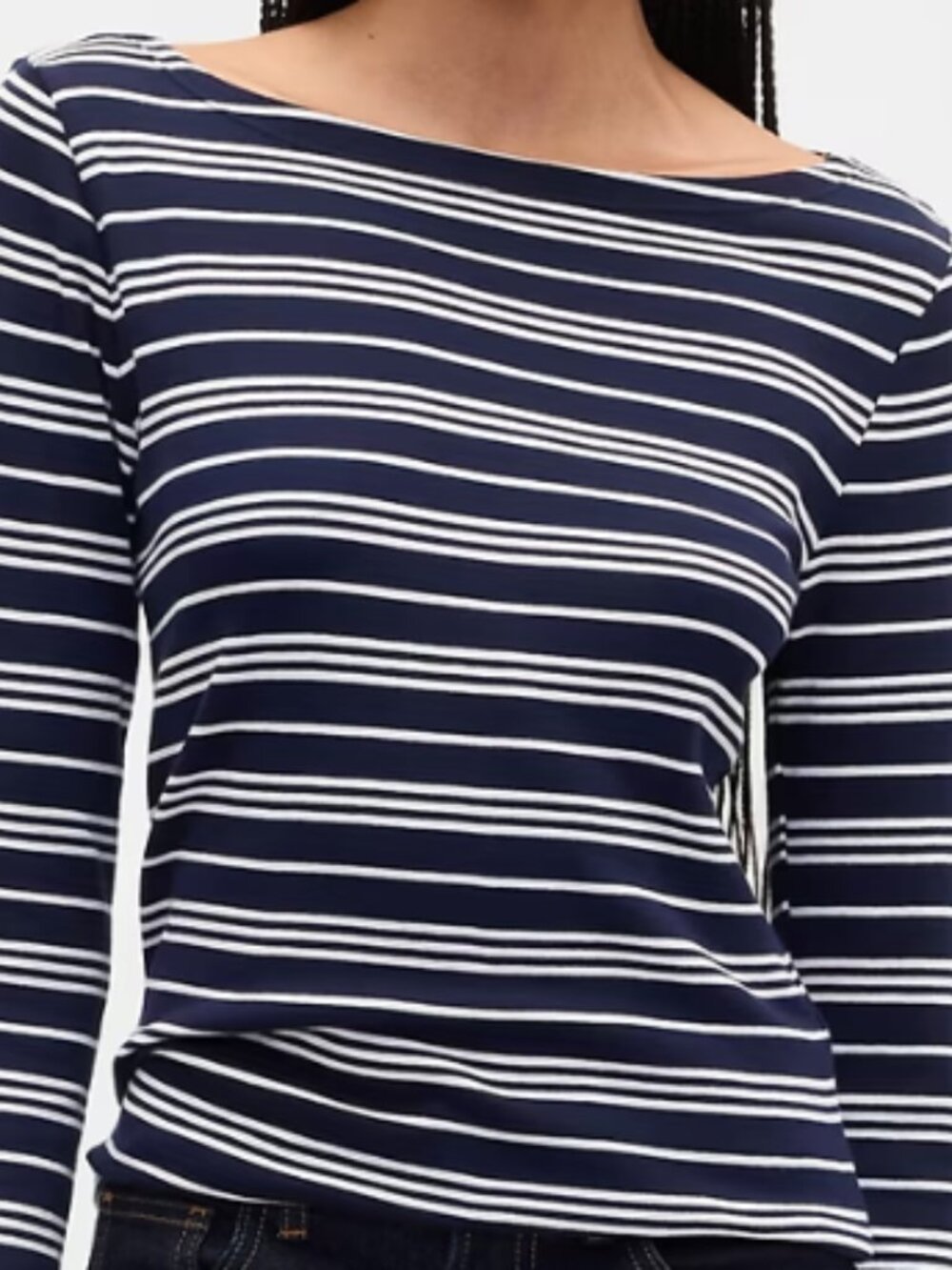 Gap Women's Soft Ribbed Cotton Knit Shirt Long Sleeve Stripe Stretch Top